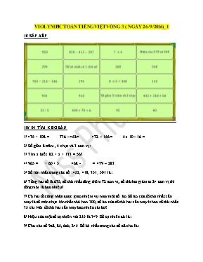 Đề thi Violympic Toán lớp 3 vòng 3 lần 1 - Năm học 2016-2017